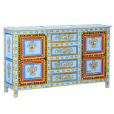 Brush & Timber Handmade Carved Mango Wood Handpainted Cabinet Sideboard